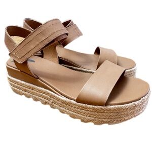 Sorel Cameron Platform Espadrille Leather Sandals size 9